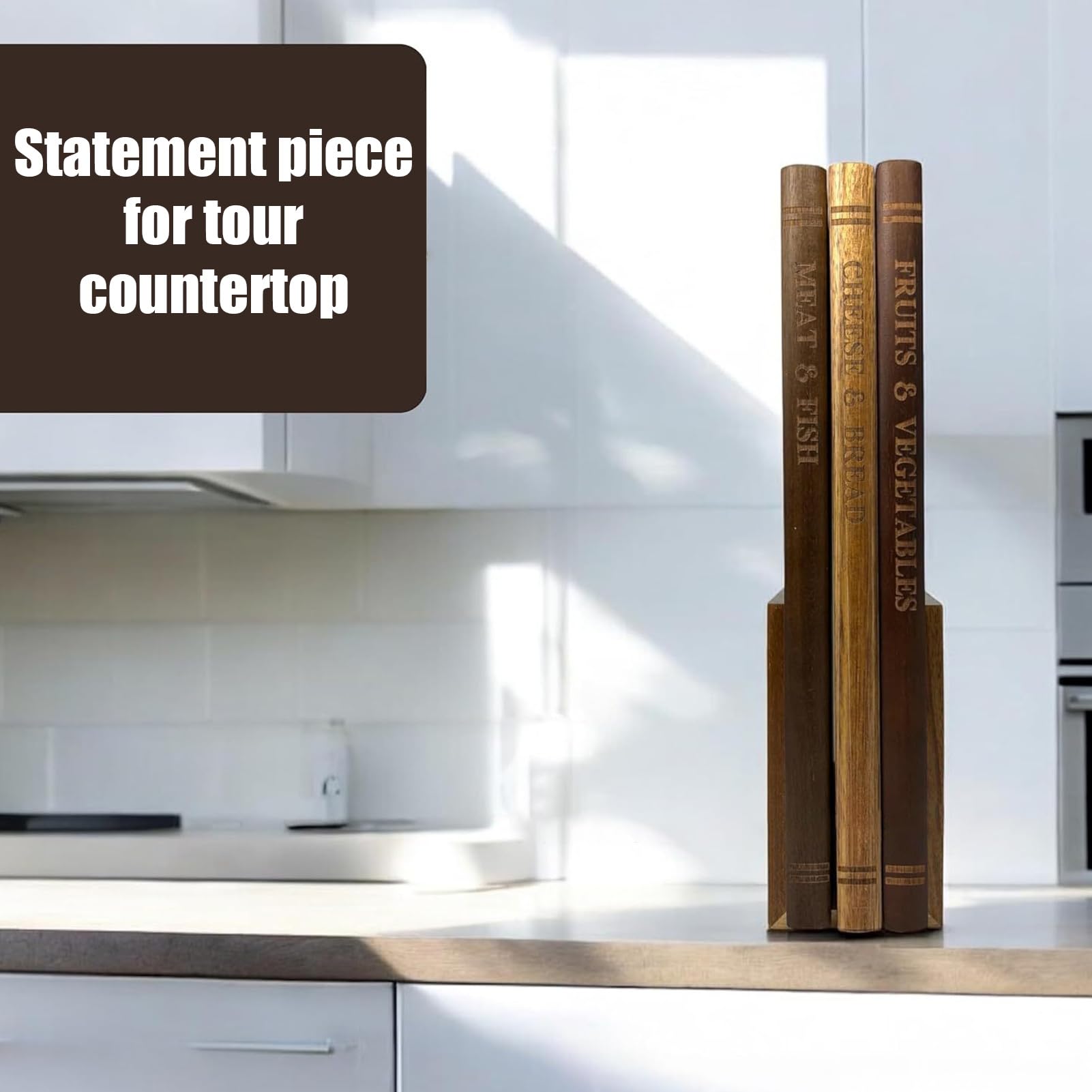 Tablas De Cortar Para La Cocina 3 Piezas En Forma De Libro Espesadas | Tabla de Cortar de Madera Para Queso Pan Carne Hogar Comida Familia Amigos Interior
