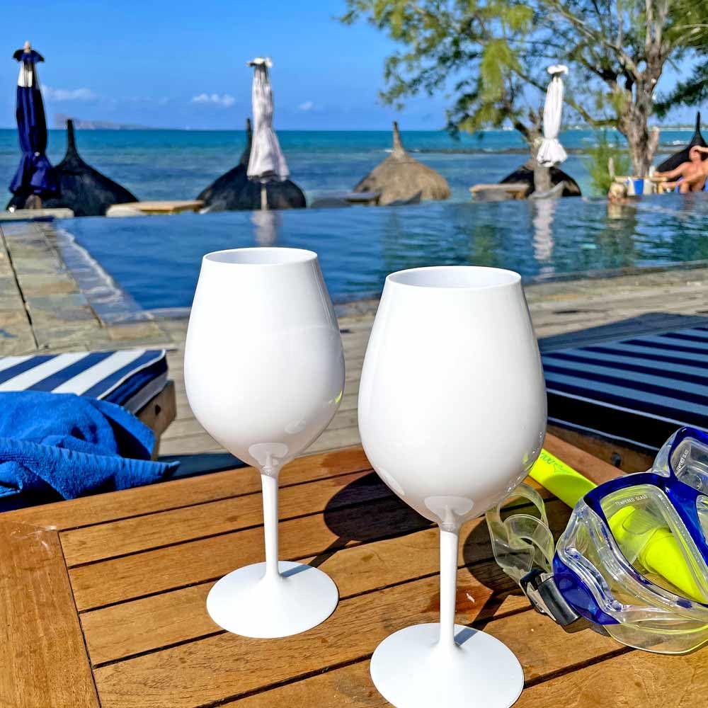 Vaso de Vino Blanco Copa de Vino Tinto Copa de Cristal de retornable de champán Vaso de plástico Blanco Acampar al Aire Libre Set 6 Piezas