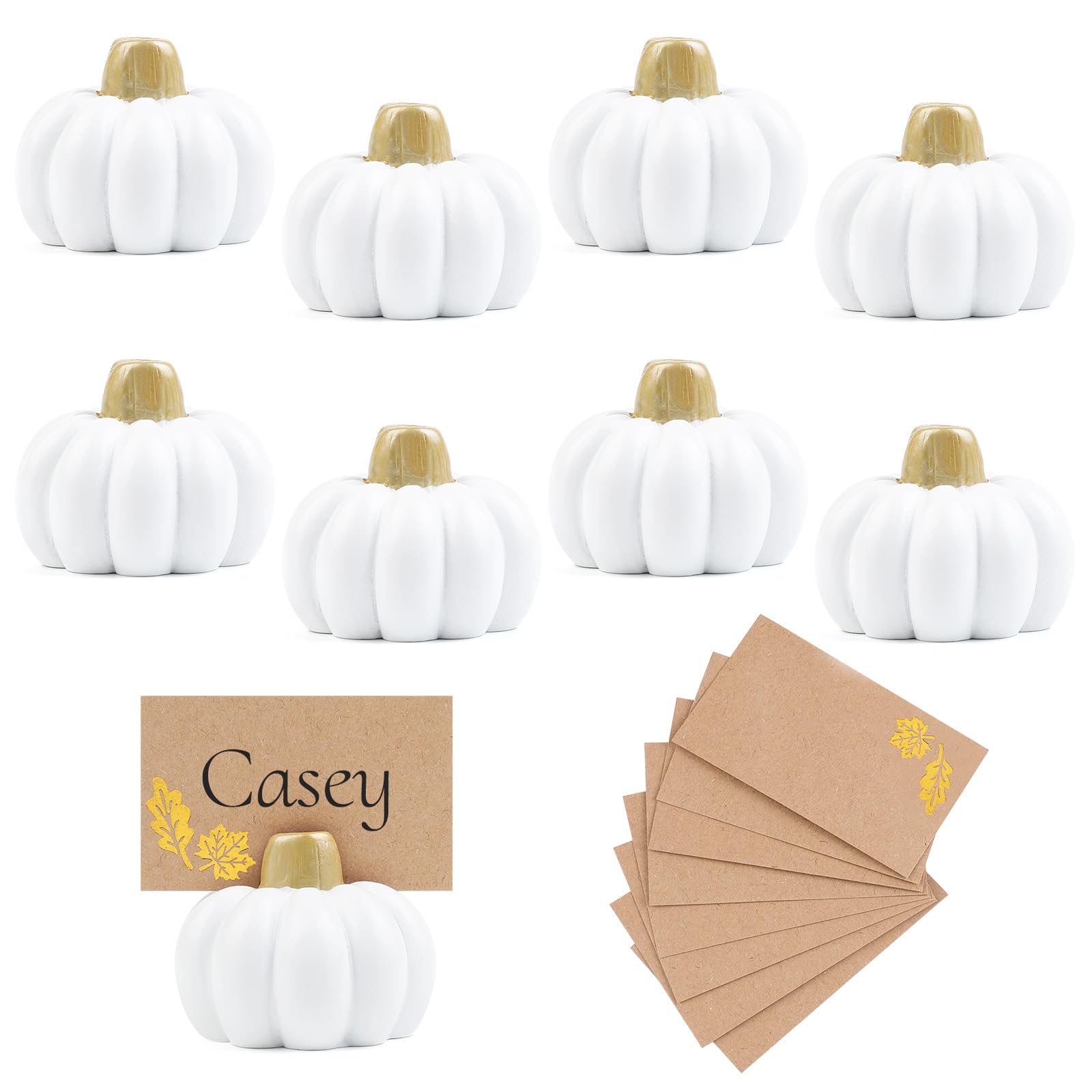 Porte-cartes citrouille blanche pour stabiliser vos marque-places d'Halloween