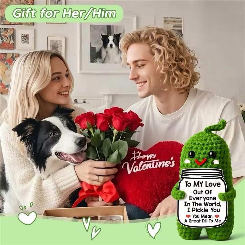 MAMAGIFTREE Gifts for Him Her Boyfriend Girlfriend, Handmade Crochet Pickle to My Love Anniversary Birthday Gifts for Women Men, I Love You Wedding Romantic Gift for Wife Husband Couples thumbnail