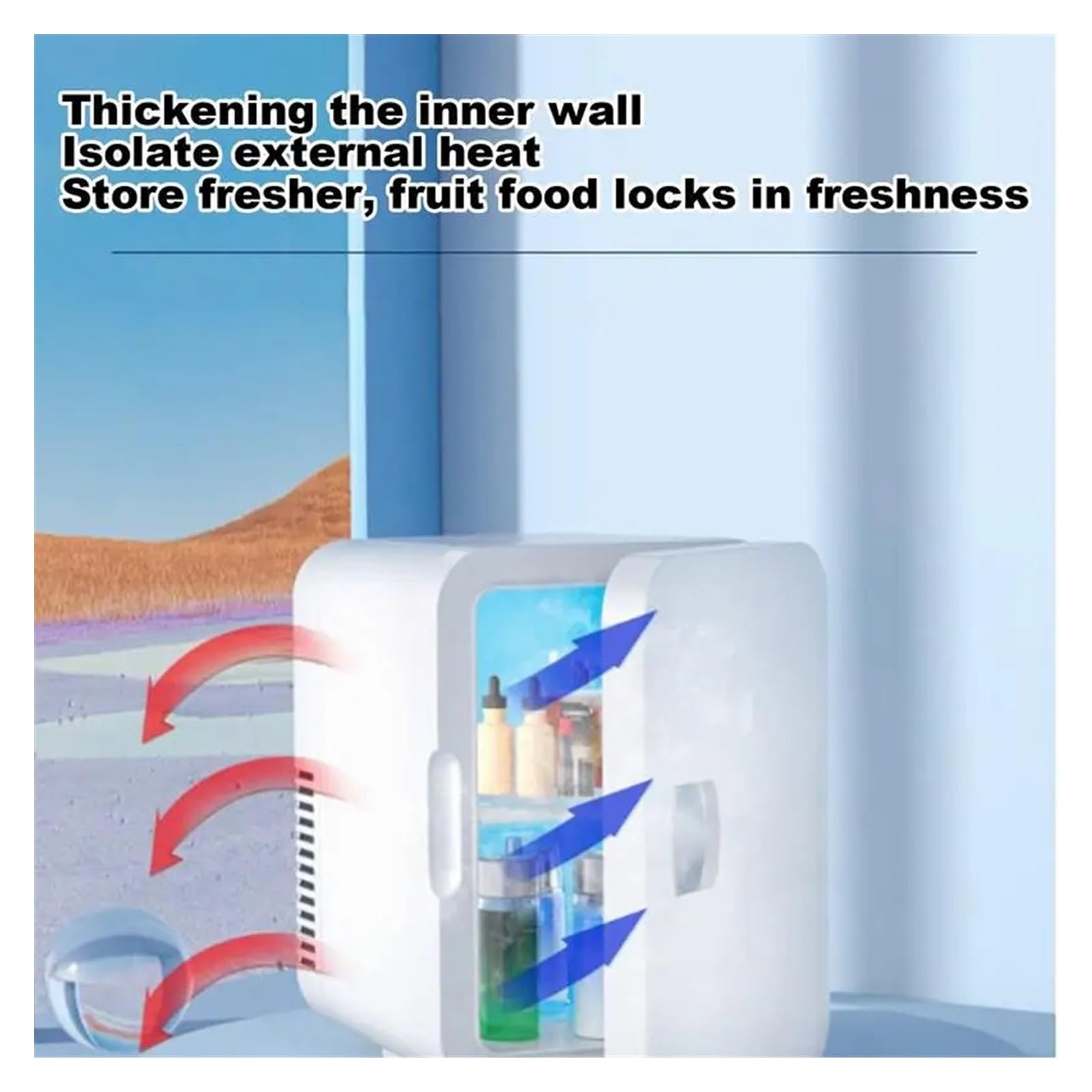 Mini refrigerador portátil for Coche de 12 V y 6 L for Oficina, Dormitorio, Camping, Ahorro de energía, Dispositivos electrónicos.(Silver)