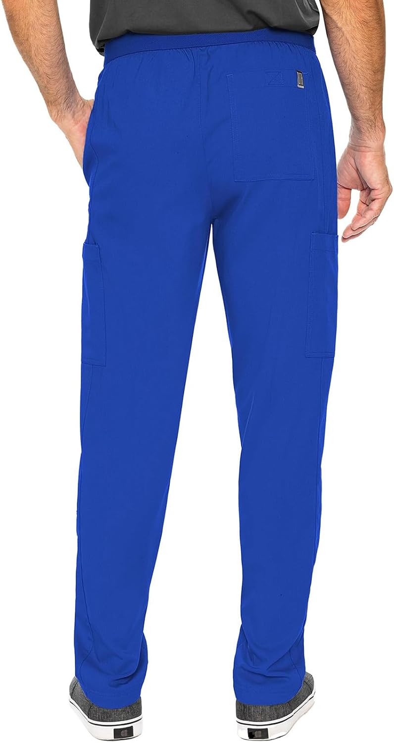 Med Couture Men's Straight Leg Scrub Pant with Zip Fly Front, 6 Pockets, and Elastic Waistband - MC7779, S, Royal
