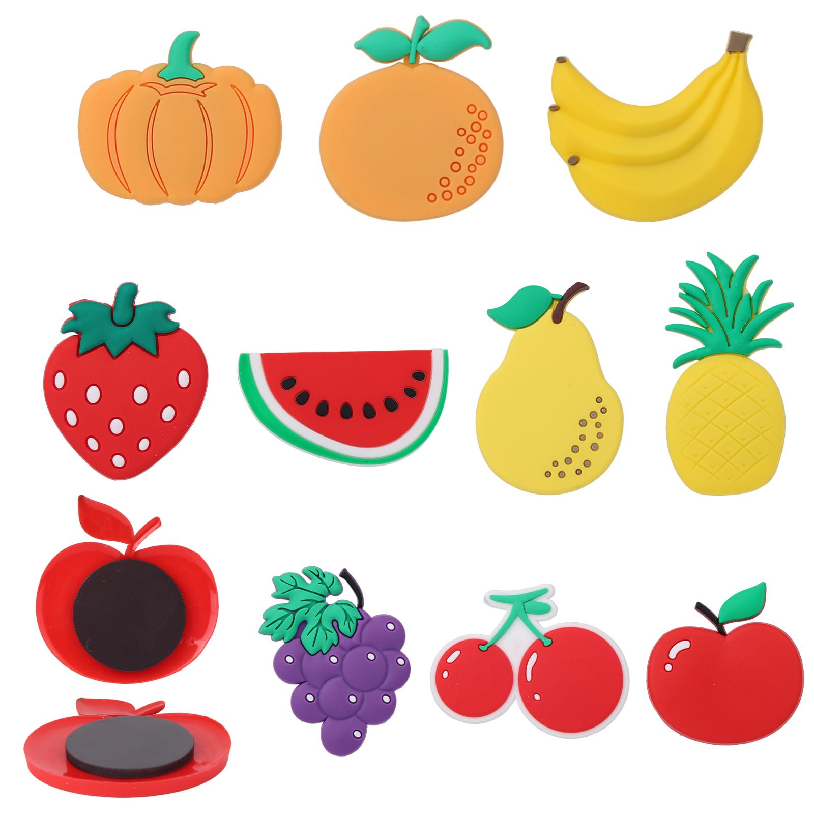 lasuroa 10pcs Fruit Refrigerator Magnets, Waterproof PVC Large Size Cute Decorative Fruit Shaped Magnets for Children's Baby Educational Toys