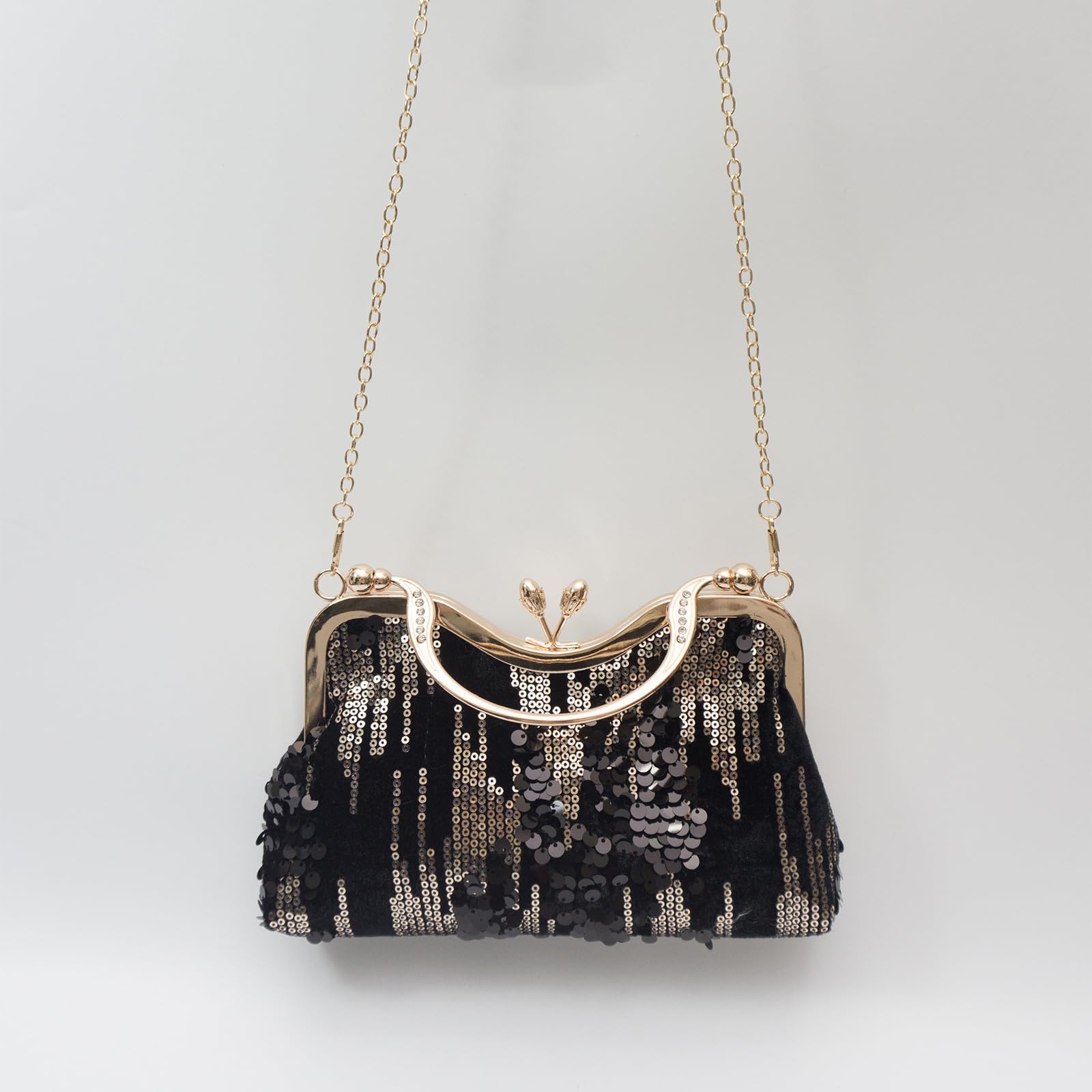 CORIOS Bolsa de Noche de Lentejuelas para Mujer Elegante Terciopelo Bolso de Fiesta Diamantes de Imitación Clutch Bolso de Boda Bolsa de Cadena Pequeña Lujoso Bolso de Mano Bolso de Hombro