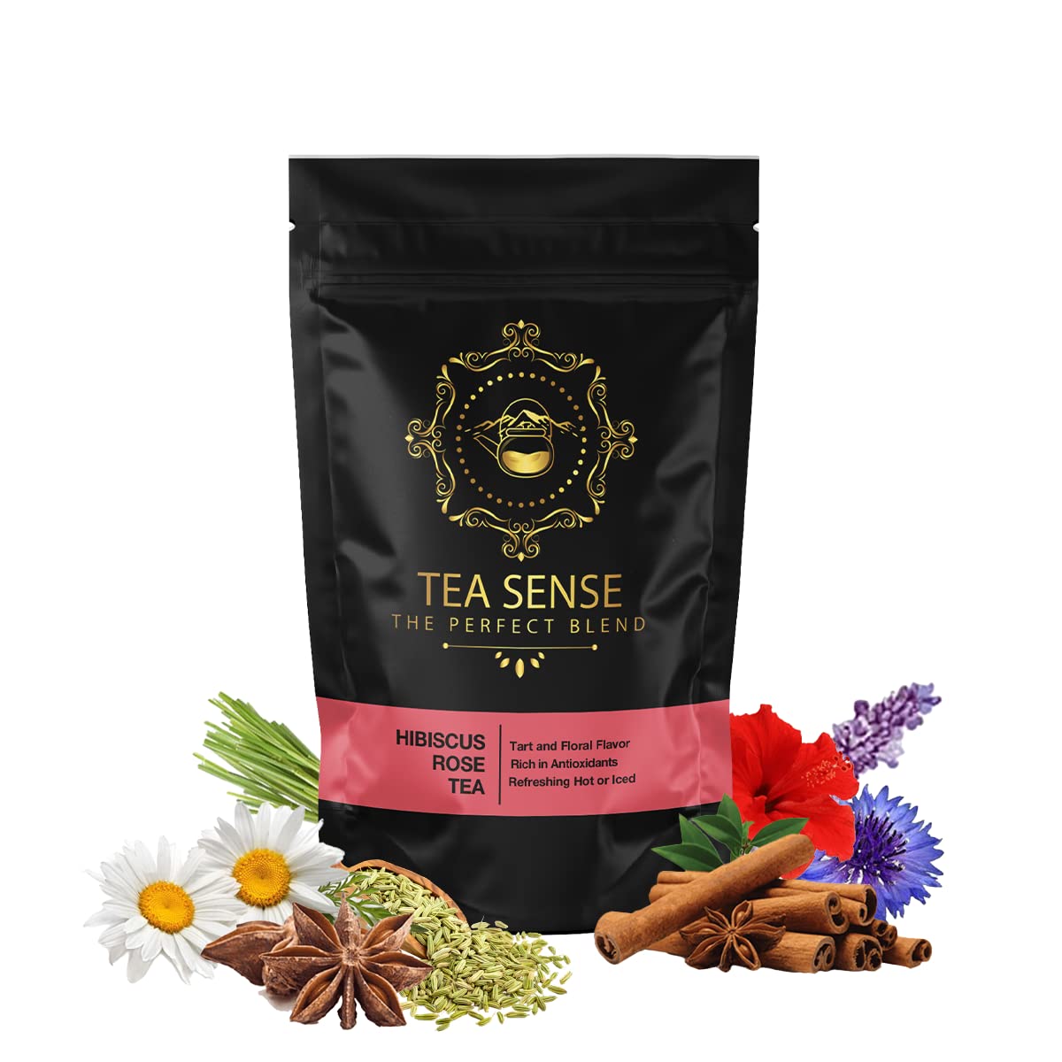 TEA SENSE - Hibiscus Rose Tea | 50g | Loose Leaf | Delicious Tangy Subtle Sweet Tea Blend of Hibiscus and Rose | Nourishes Your Body | Caffeine Free | 25 Cups+ (B0C1T9LQ3Z) Amazon Price History, Amazon Price Tracker