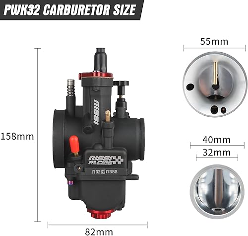 Miniatura 4 de NIBBI Carburador de 1.260in de rendimiento para motocicleta PWK32 mm 250CC PWK32 mm con chorros de carburador para GY6 YAMAHA KAWASAKY SUZUKI Dirt