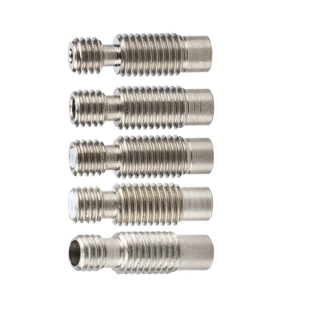 Generic 3D Printer V6 Heat Break end Throat Compatible with 1.75/3.0/4.1mm All-Metal/with PTFE, Stainless Steel Remote Feeding Tube Pipes