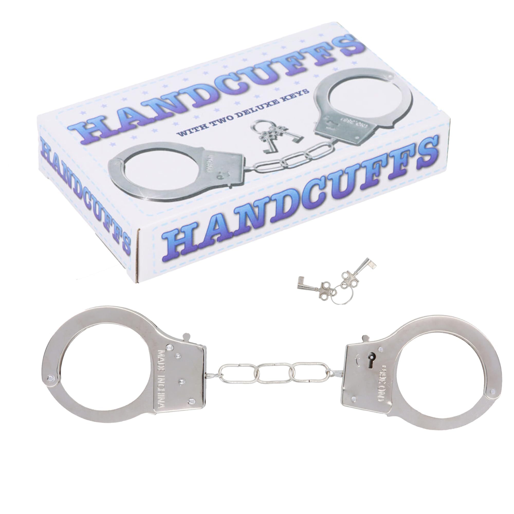 Kids Metal Hand Cuffs, Fancy Dress Police Accessory, SWAT Handcuffs for Pretend Fun Play, Fits Adults and Children