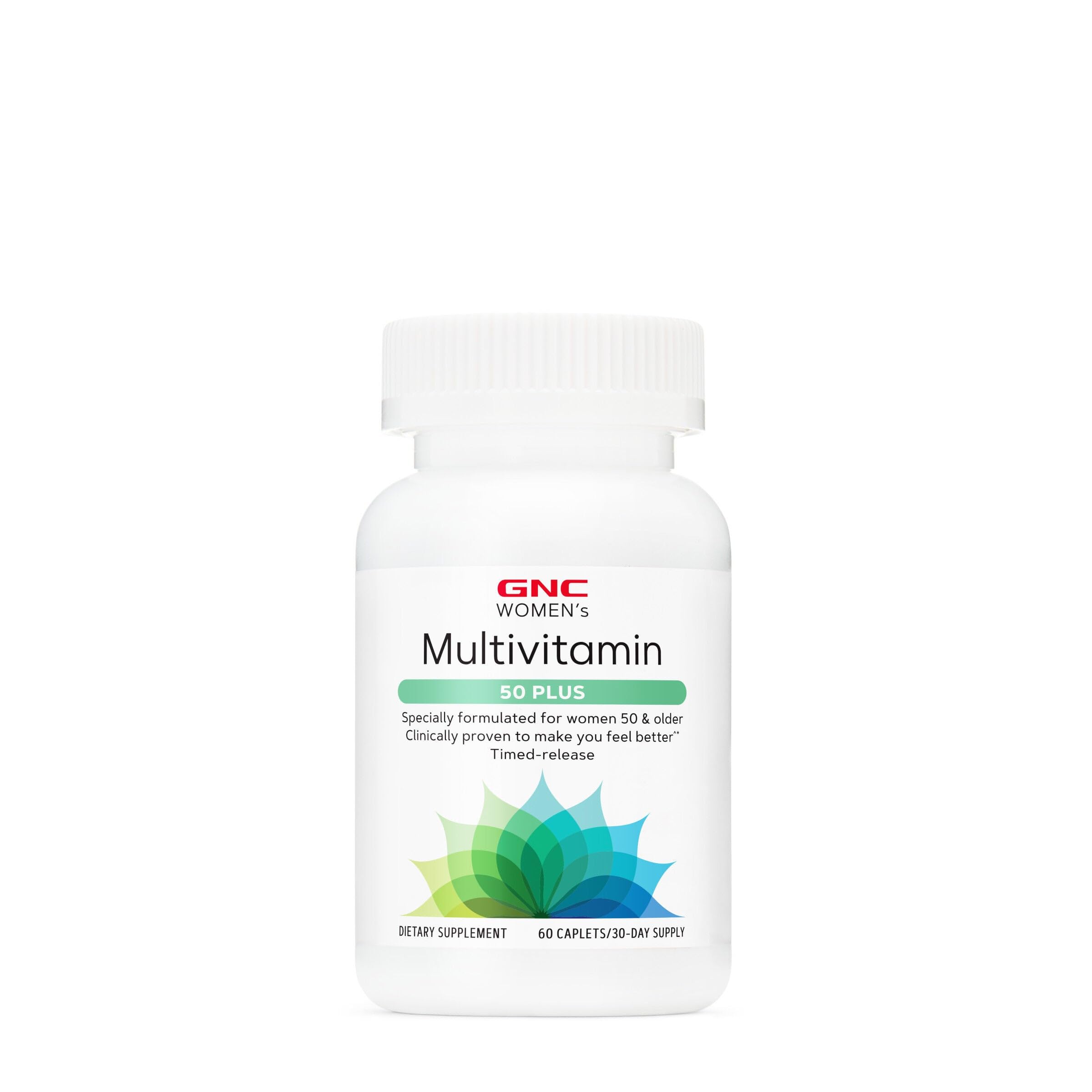 Women's Multivitamin 50 Plus, Supports Bone, Eye, Memory, Brain and Skin Health with Vitamin D, Calcium and B12, Helps Increase Energy Production, 60 Caplets