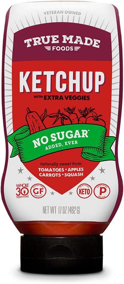 True Made Foods, No Added Sugar Vegetable Ketchup Squeeze, 17 oz