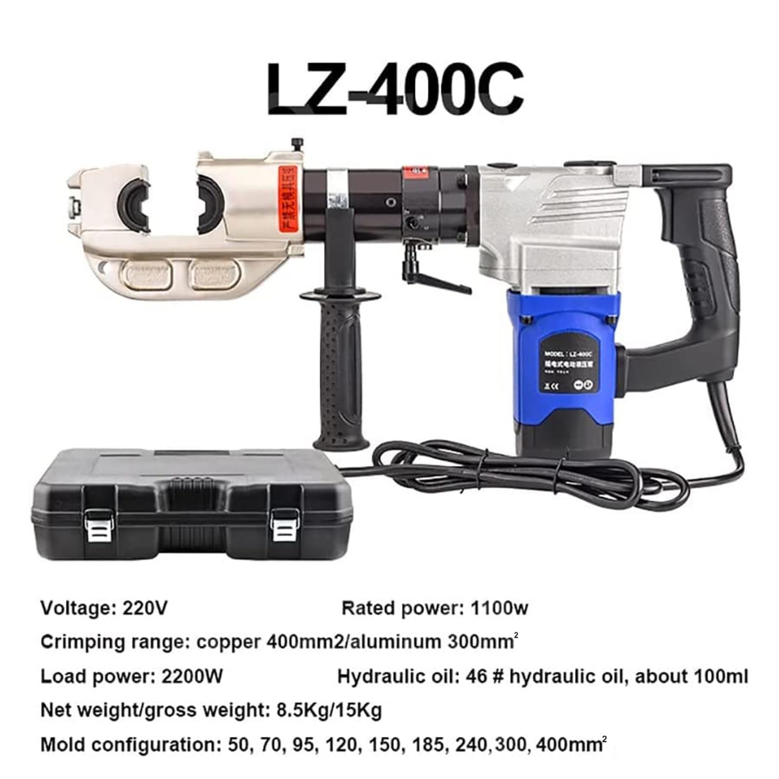 RęCzna Automatyczna Hydrauliczna Zaciskarka Do KońCóWek Kablowych, Elektryczne NarzęDzie Do Zaciskania Kabli, RęCzna Hydrauliczna Zaciskarka, Do KońCóWek Aluminiowych I Miedzianych,LZ-400C