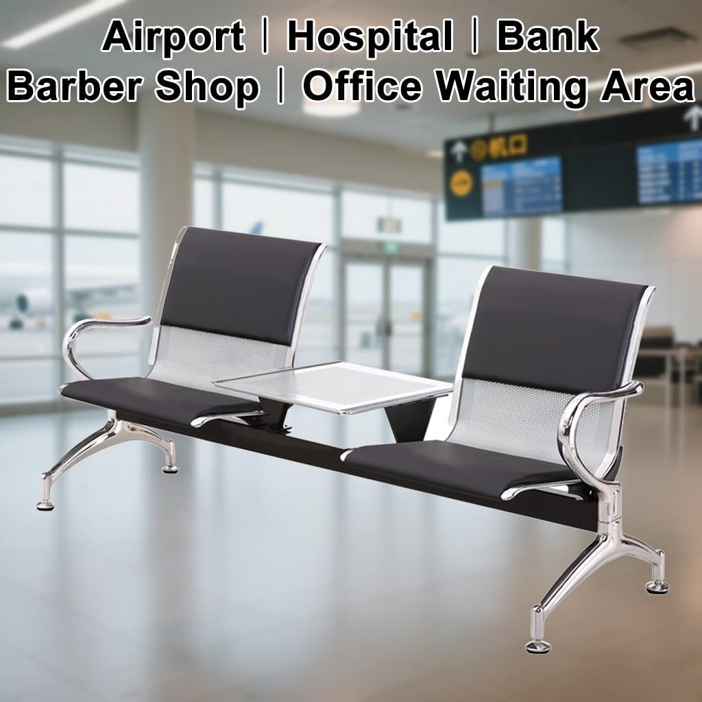 背もたれと肘掛け付きの2人掛け待合室用椅子、オフィス、空港、病院