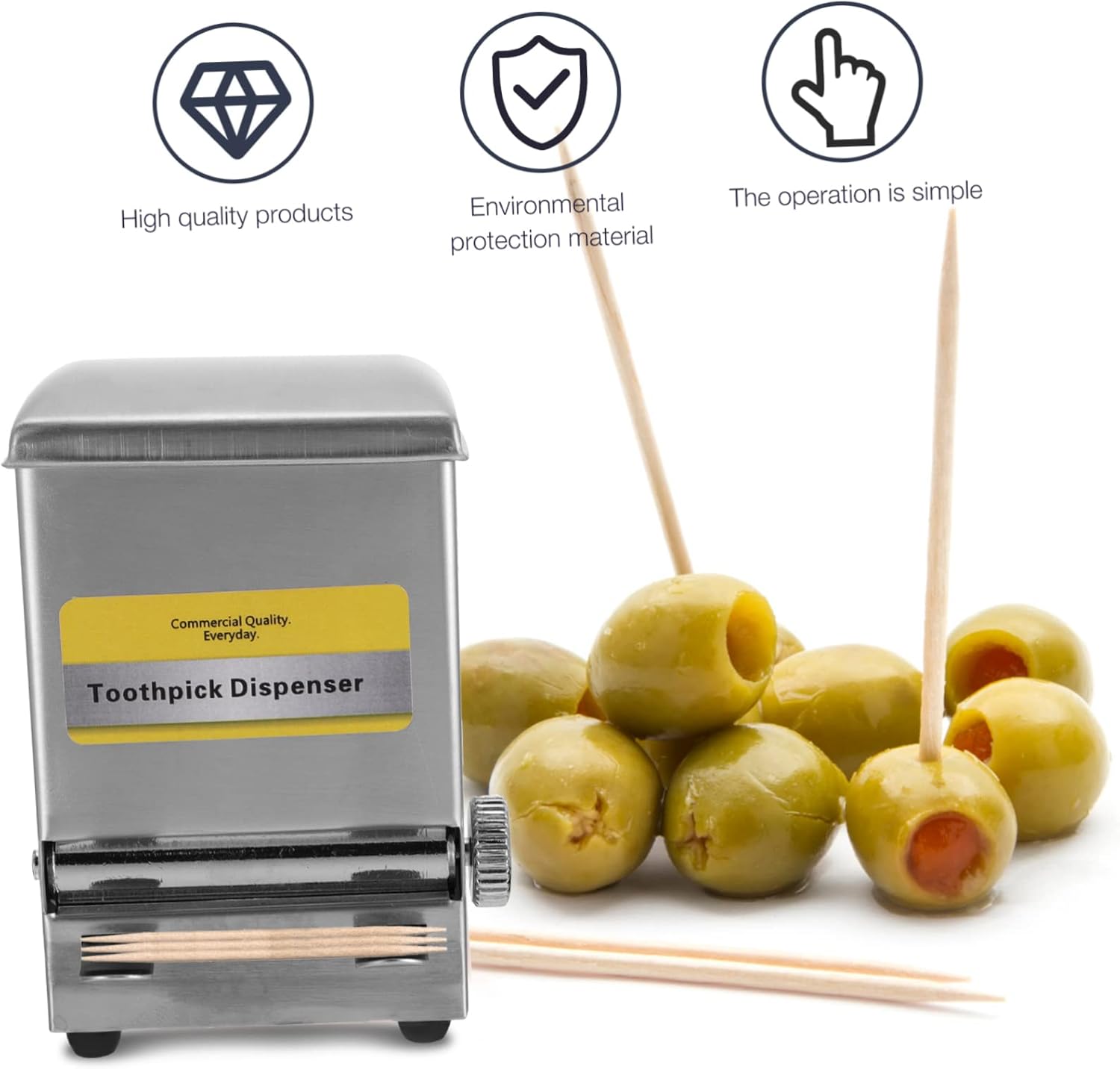 Stainless Steel Retro Toothpick Dispenser Compact Automatic Holder for Home Restaurants and Hotels and Easy to Use Toothpick Storage