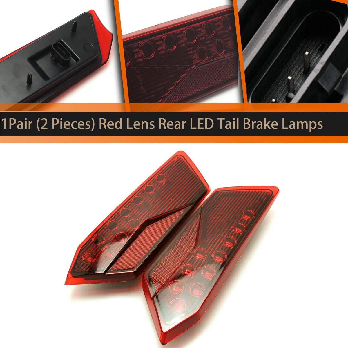 ADIIL RZR LED Tail lights Rear Brake Lamps Taillights Stop Lamps Kit Assembly for Polaris RZR XP 900 1000 Turbo S 2014-2019,Replace OEM #2412341，2412342（Red Lens）