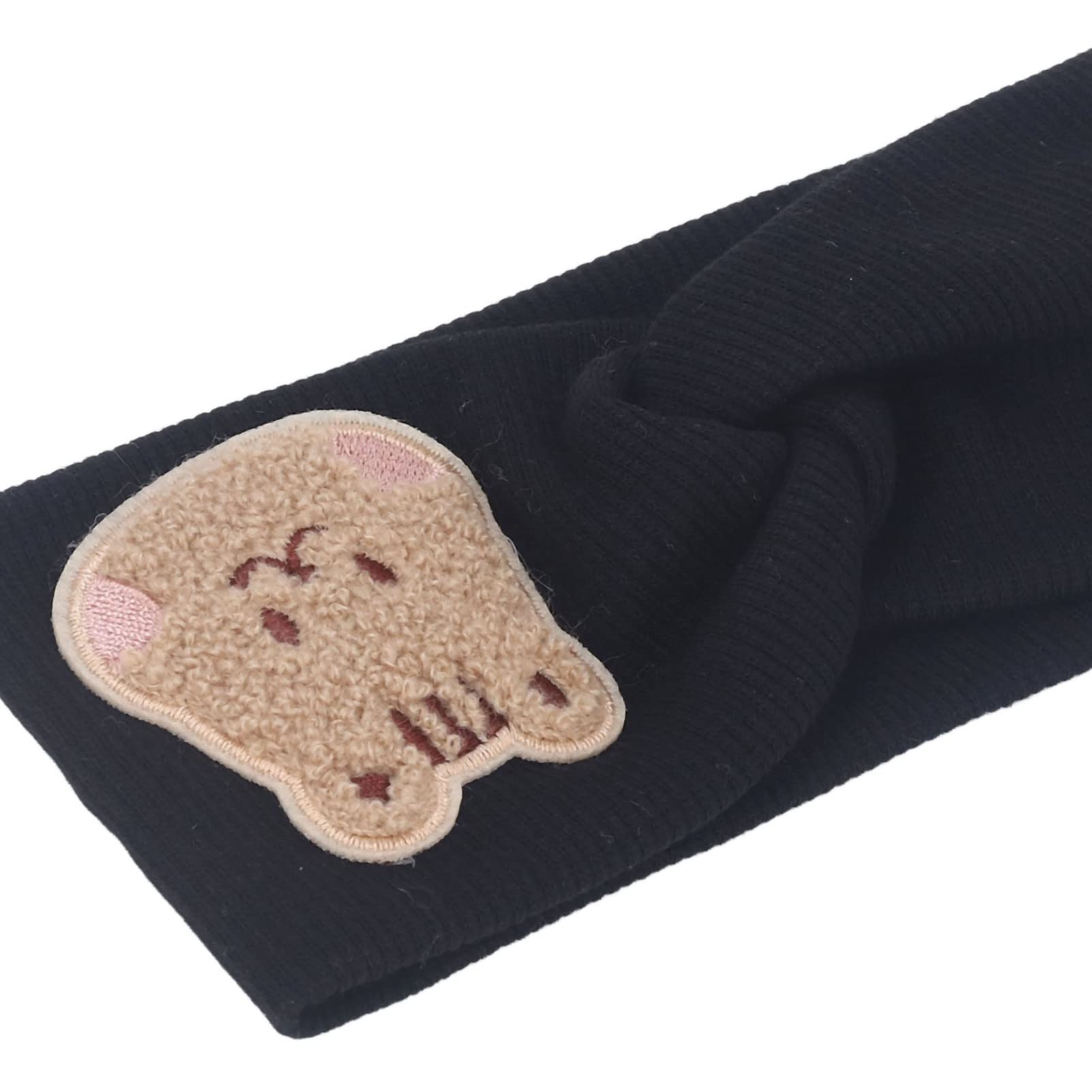 Bandeau élastique pour bébé, Bandeau en Coton Doux et Extensible à Motif Dessin Animé (Noir)