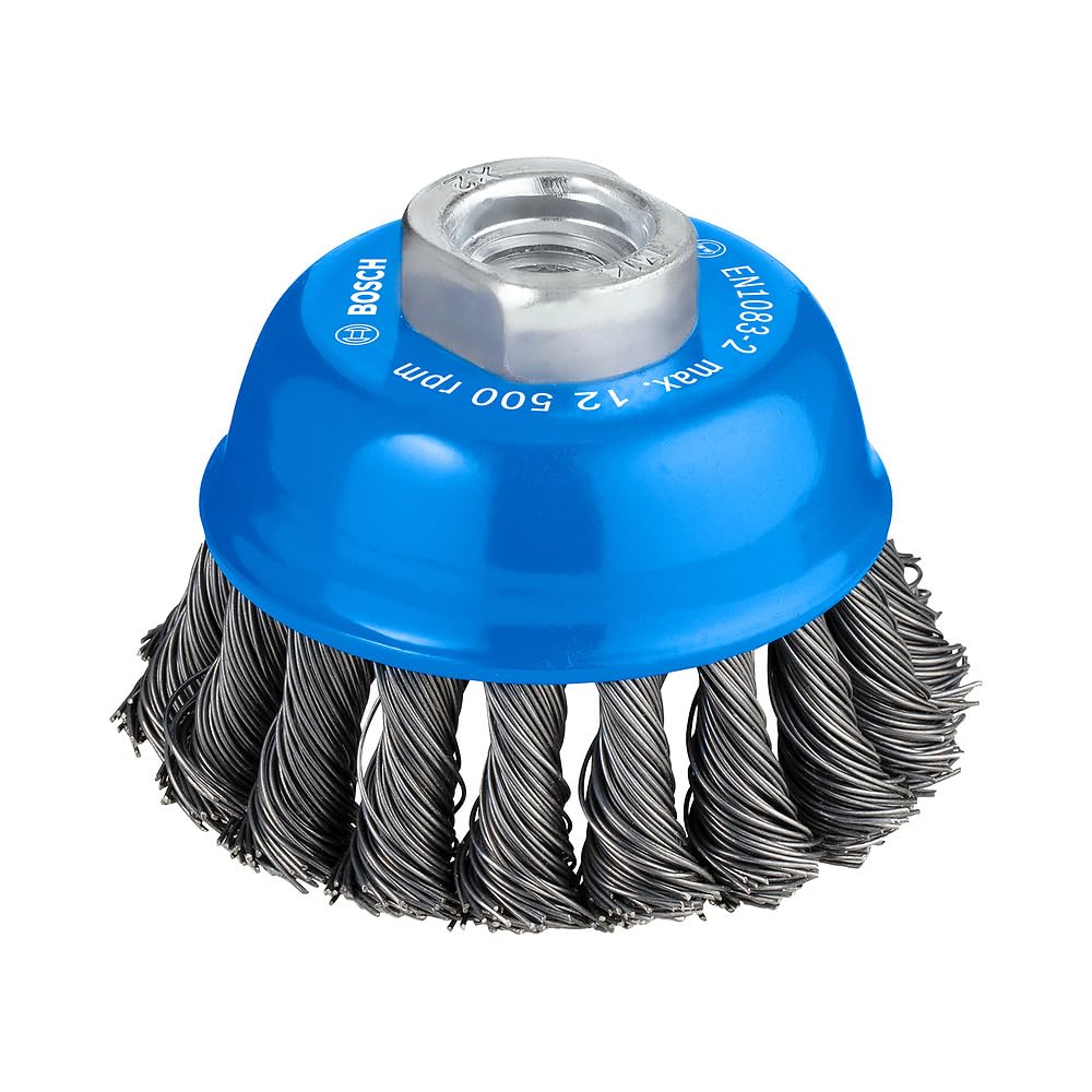 Bosch 1x PRO Steel Longlife Cup Brush, Knotted Wire for Small Angle Grinder and M14 Thread (for Steel, Ø 75 mm, Professional Accessory Small Angle Grinder)