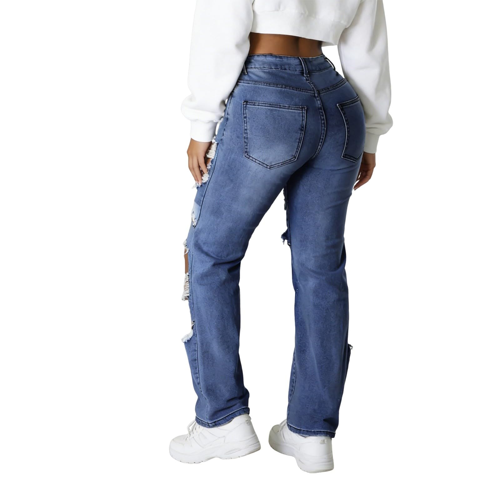 Jeans Donna Elasticizzati Curvy Jeans Elasticizzati Larghi Casual Pantaloni Denim Vita Alta Gamba Larga Curvy Tempo Libero Pantaloni Baggy Leggeri Palazzo Moda Pantalone con Tasche Wide Leg Push Up