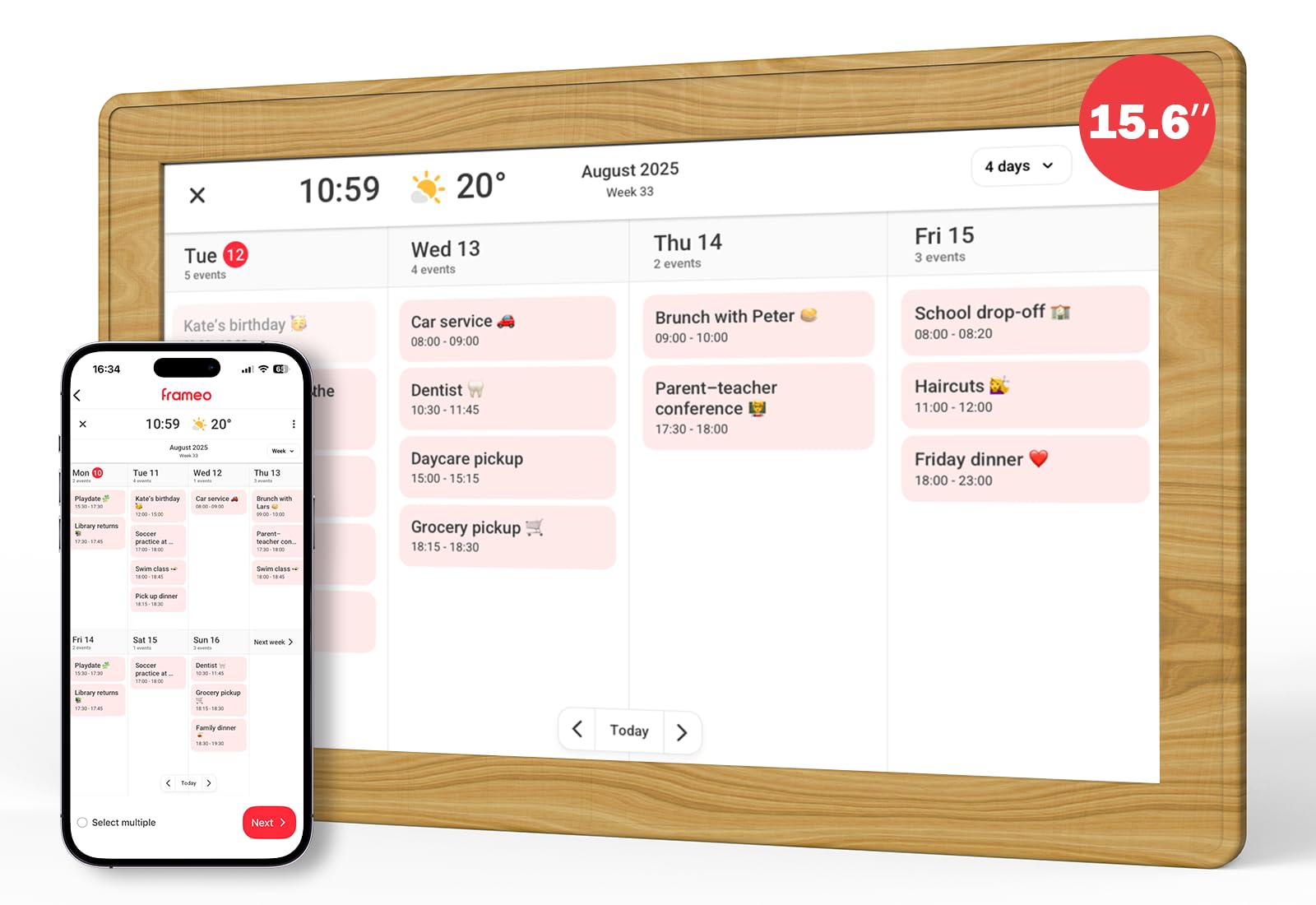 Photo 1 of Digital Calendar 15.6 inch Wall Planner, Smart Touch Screen, Digital Calendar,Electronic Calendar & Digital Picture Frames Smart WiFi, Display for Family Schedules and meal planning,Great for Organizing Your Schedules,Planner,Teak Wood Grain
