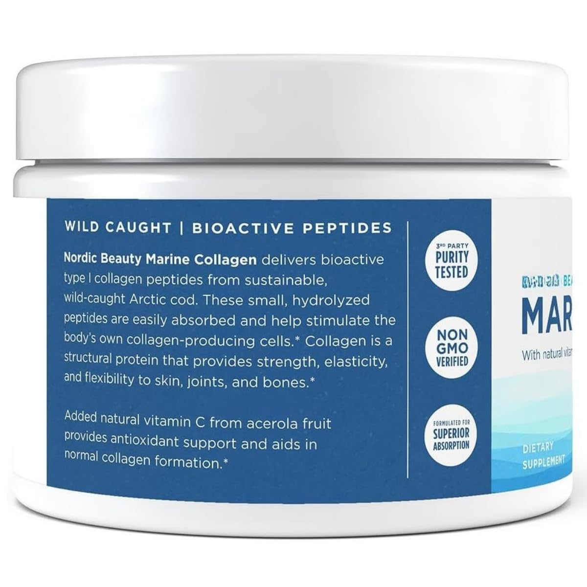 Nrdc Beuty Mar!ne Coll4gen con vitamina C en polvo, suplemento F0od, sabor a fresa, 150 g