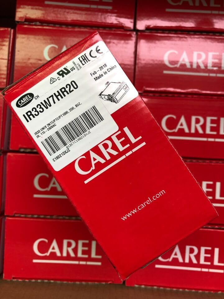Retail packaging box for the CAREL IR33W7HR20 Temperature Controller.