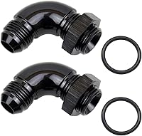 Vista 16 de 45 grados 6AN macho Flare a 6AN ORB puerto adaptador de flujo completo aluminio negro