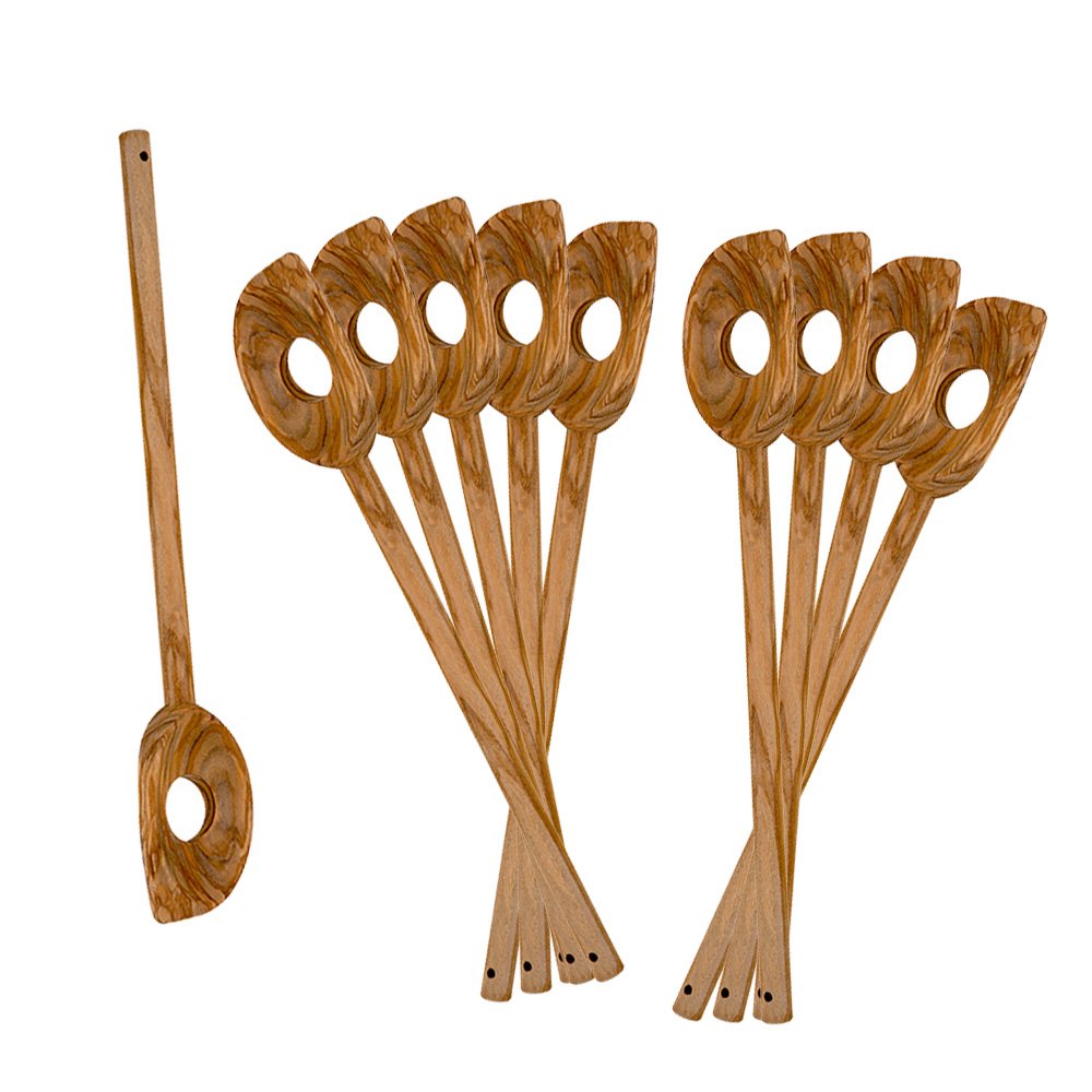 10er SET METALTEX 580606010 Kochlöffel mit Loch 30 cm aus Olivenholz