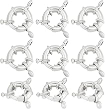 Beebeecraft 1 Box 10pcs 925 Sterling Silver Plated Round Spring Clasps with 2 Holes for DIY Jewelry Making