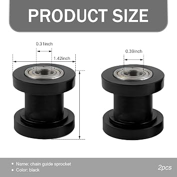8mm 10mm Chain Roller Tensioner Guide, Chain Puller Tensioner Adjuster Chain Adjuster Roller, Chain Tensioner Replaceable Accessories, Universal for Most Cars (Black)