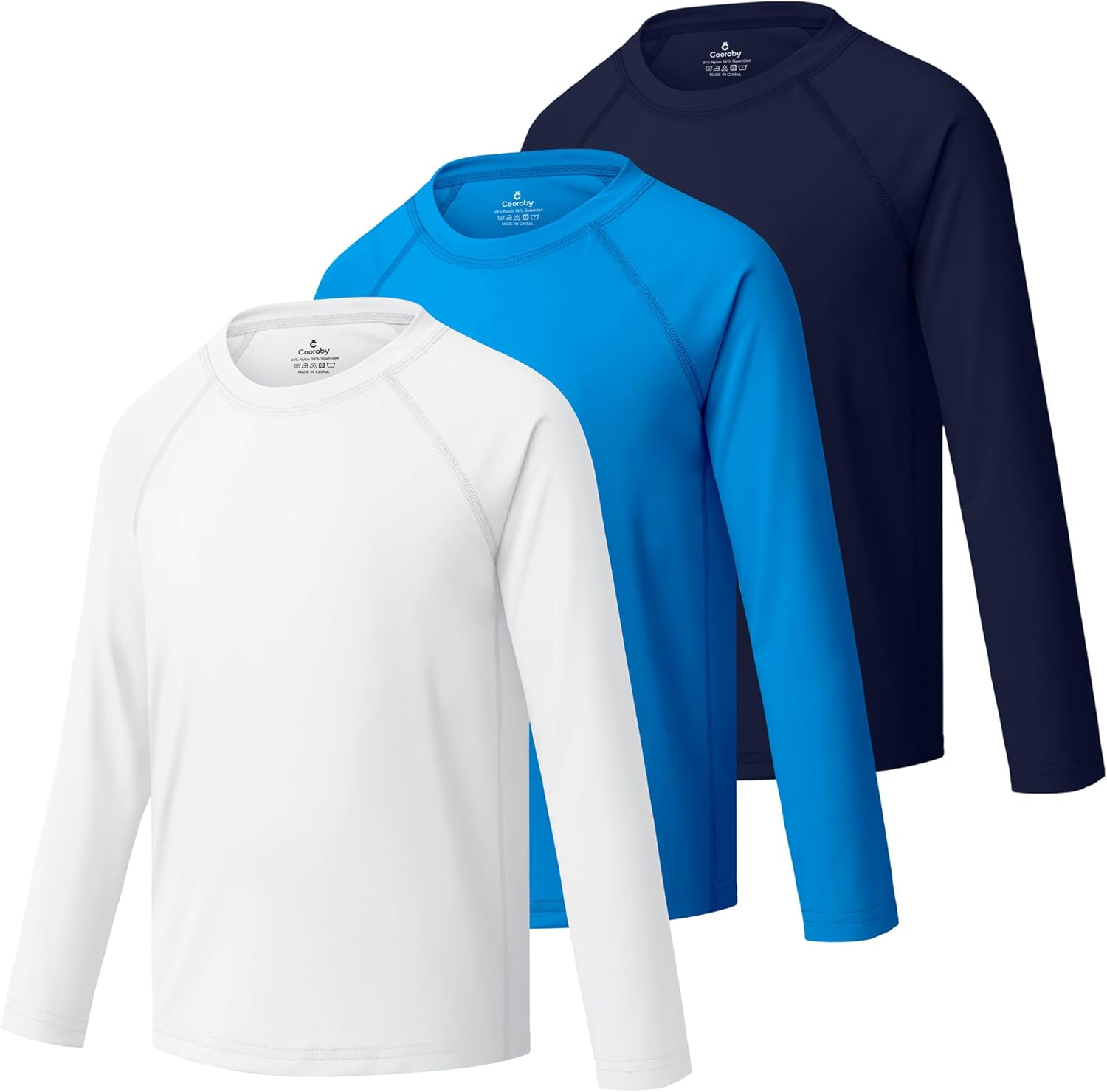 Cooraby 3 Pack Boys Swim Shirt UPF 50+ Long-Sleeve Neon Rashguards Sun Protective Quick Dry Outdoor Shirt