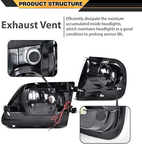 Miniatura 5 de Juego de faros LED DRL estilo relámpago y luces de estacionamiento de esquina compatibles con F150 Expedition 1997-2002Ford F150 1998-2004Ford F250