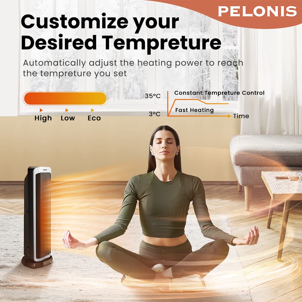 PELONIS Electric Space Heater 2000W with Remote Control, Energy Efficient,  Portable Ceramic Heater, 75° Oscillation, Adjustable Thermostat, Tip-Over u0026  Overheat Protection, for Living Room and Office : Amazon.co.uk: Home u0026  Kitchen