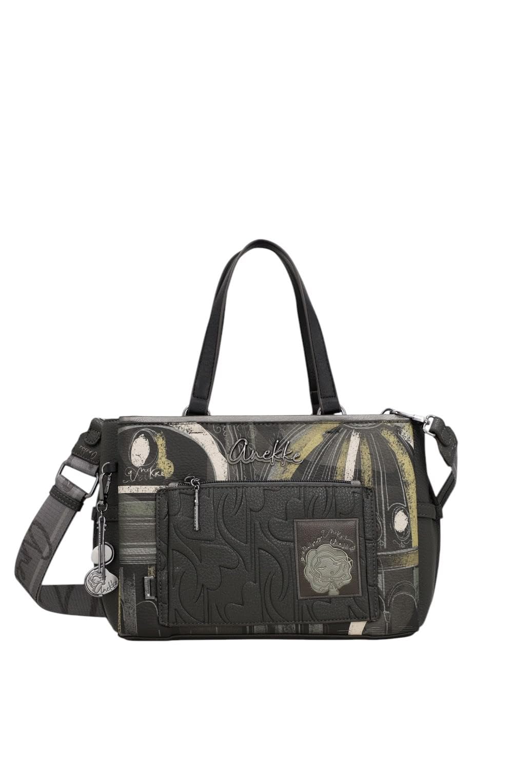 Anekke Borsa Media Melody con Manico Corto e Tracolla | 32x21x12 cm, Chiusura a Cerniera, Tasche Multiple, Esterno in Poliestere, Interno in PU