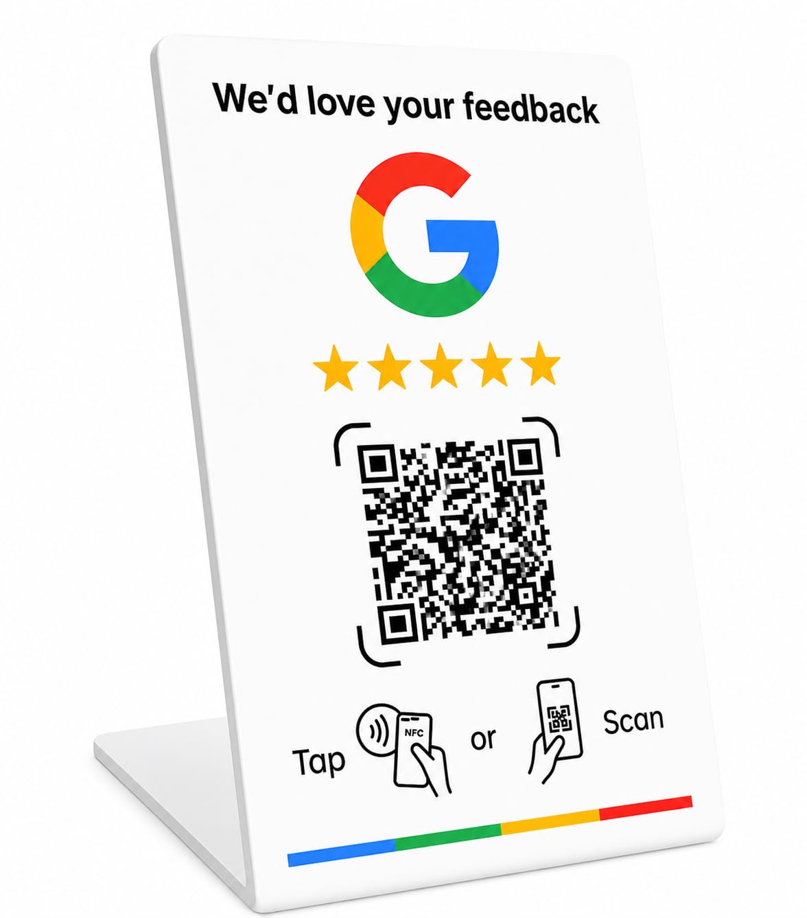 Genérico GetPositioned Expositor Reseñas Soporte NFC y QR Google Reviews Blanco - Letrero Stand Compatible con Android & iPhone - Fácil Configuración (3)