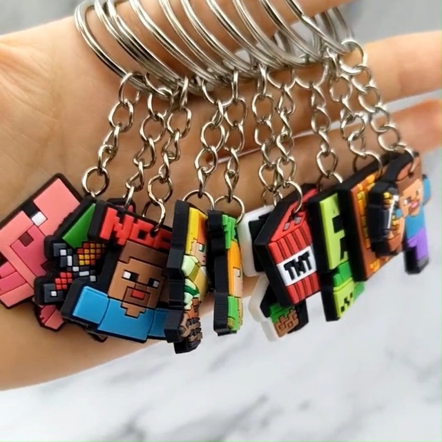 READREAM 2pcs Porte-Clés Pixel Animé – Porte-Clés Métal Cartoon Fun, Cadeau Enfant Garçon Fille Anniversaire