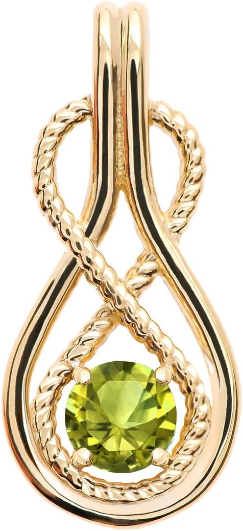 Infinity Rope August Birthstone Peridot 10k Yellow Gold Pendant