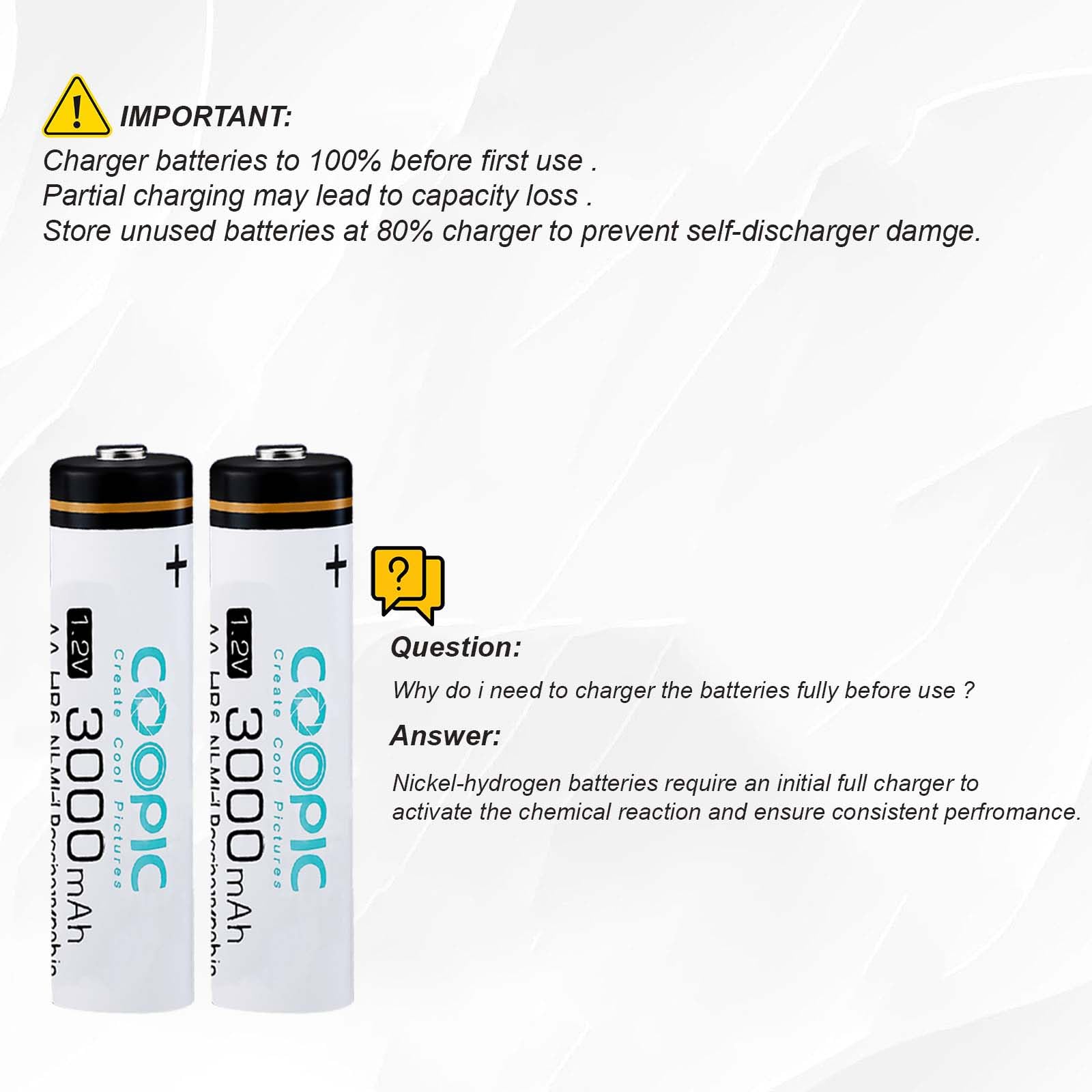 AA HR6 Ni-MH Pre-Charged Rechargeable Batteries 3000mAh 8 Pack