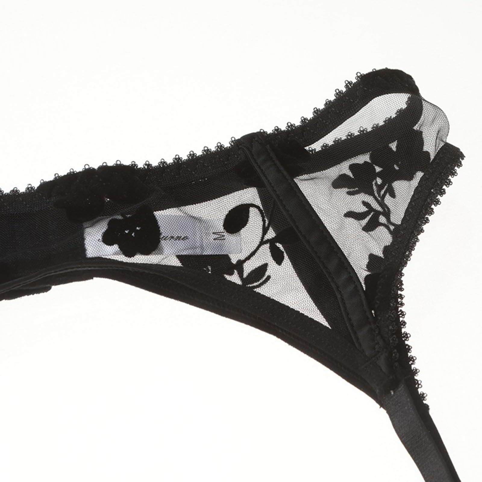 Donne Pizzo Reggicalze Plus Size Garter Belt Sexy Lingerie Set con 4 Cinturino per Calze, Nero, Bianco(Schwarz,M)