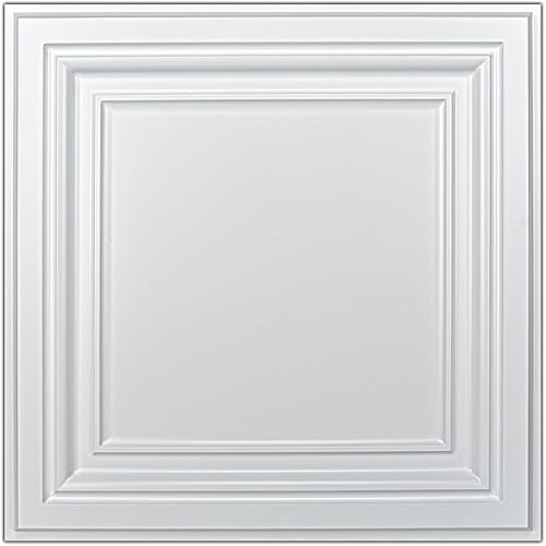 Art3d Azulejos de techo de PVC, hoja de plástico de 2 x 2 pies en blanco (paquete de 24)