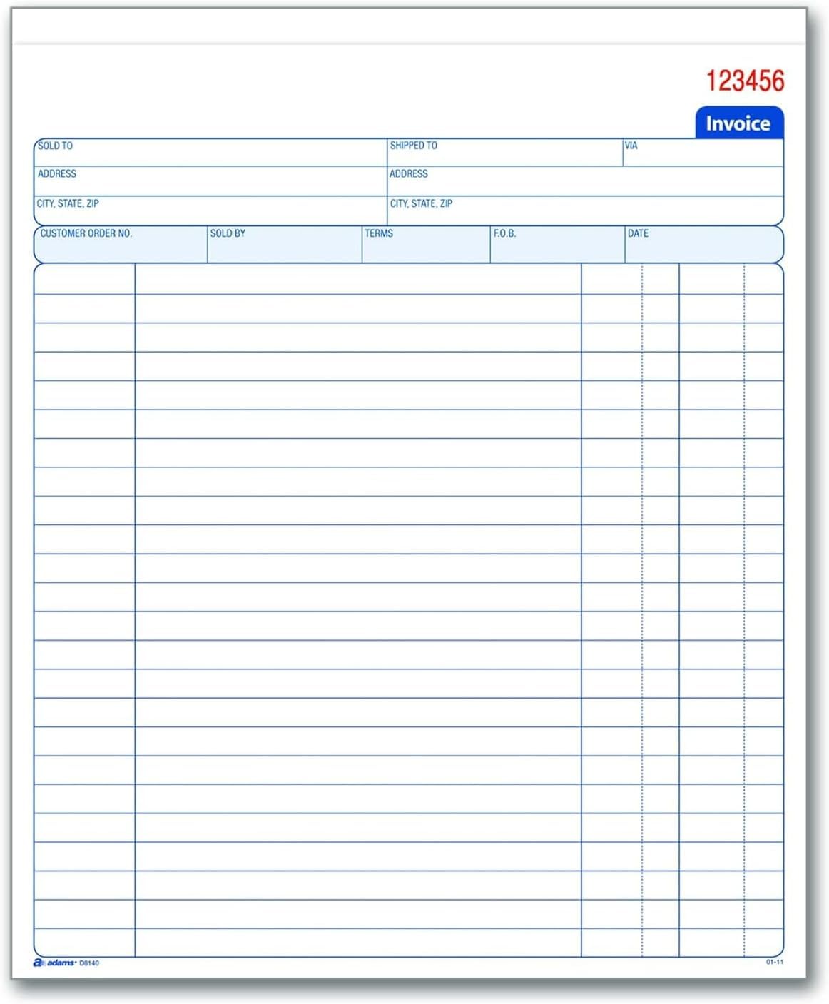 Adams Invoice Book, 8-3/8 x 10-11/16 Inches, 2-Part, Carbonless, White/Canary, (D8140), 50 Count (Pack of 6)