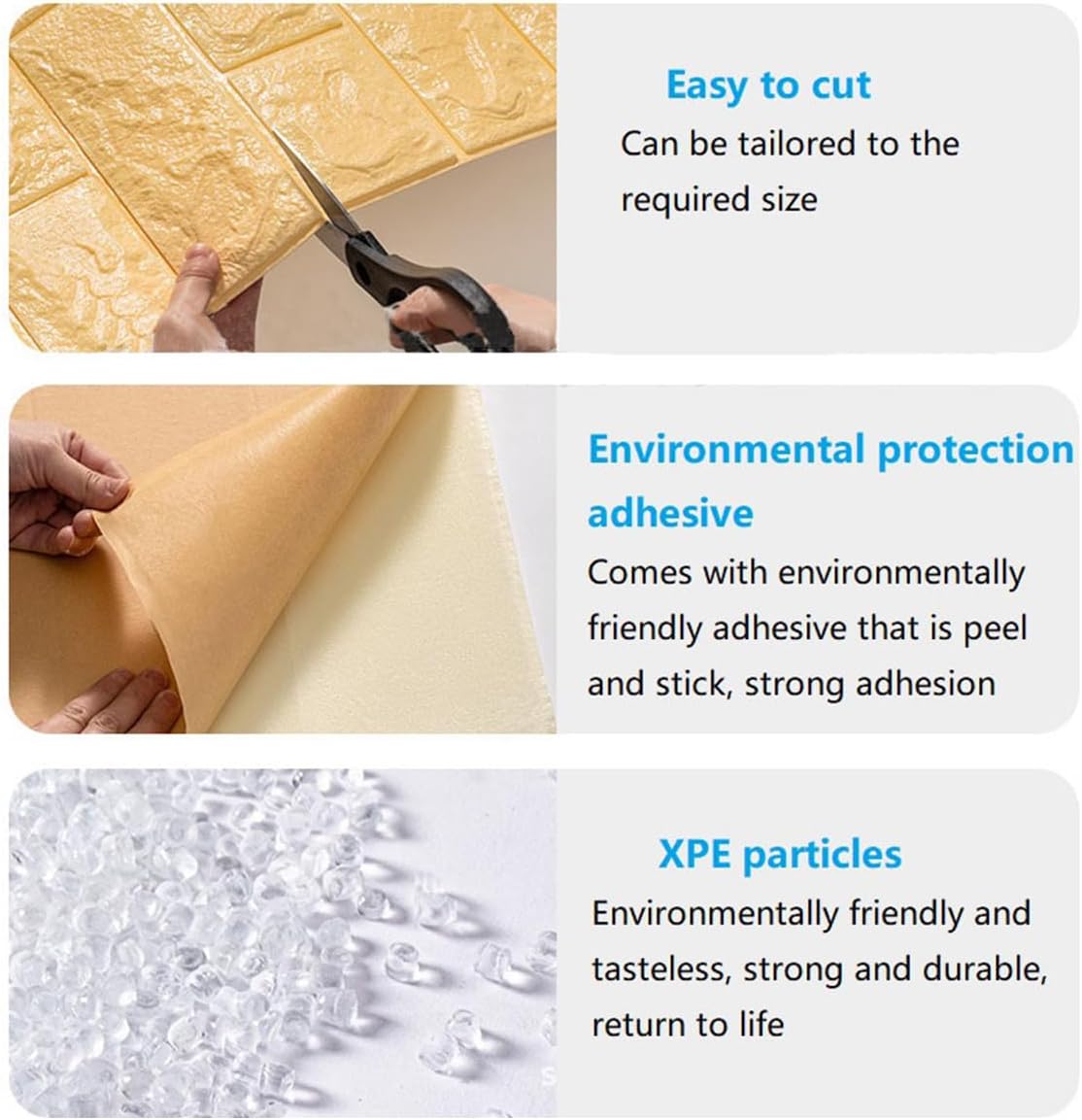 3D Faux Brick Self Adhesive Wallpaper, 2.29ft X 16.4ft Removable Waterproof Peel and Stick Wall Panels for Bedroom Bathroom Wall Decor, Beige