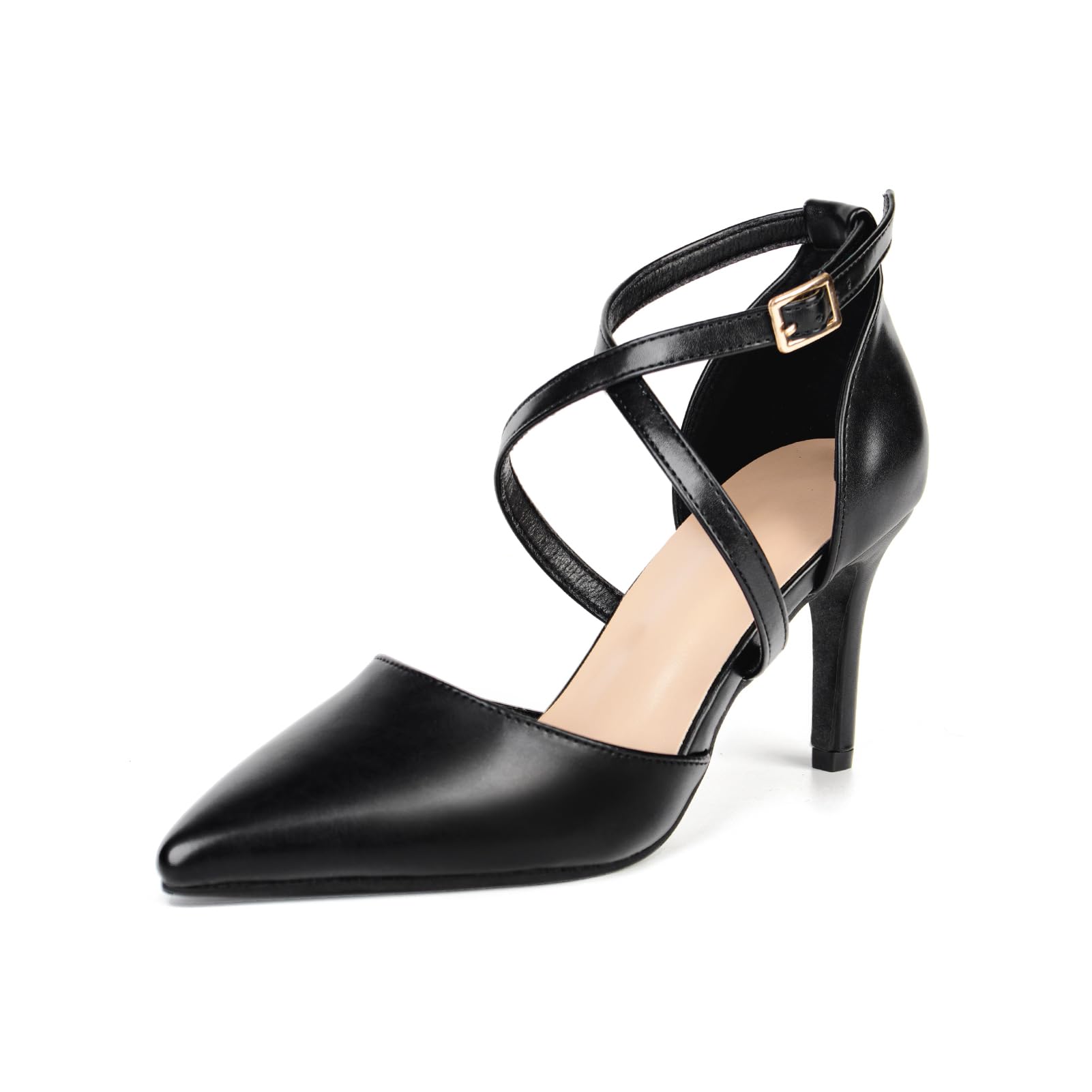 Hoefirm Zapatos Tacón Alto Mujer Sexy Zapatos de Vestir Punta Correa de Tobillo para Fiesta Salón