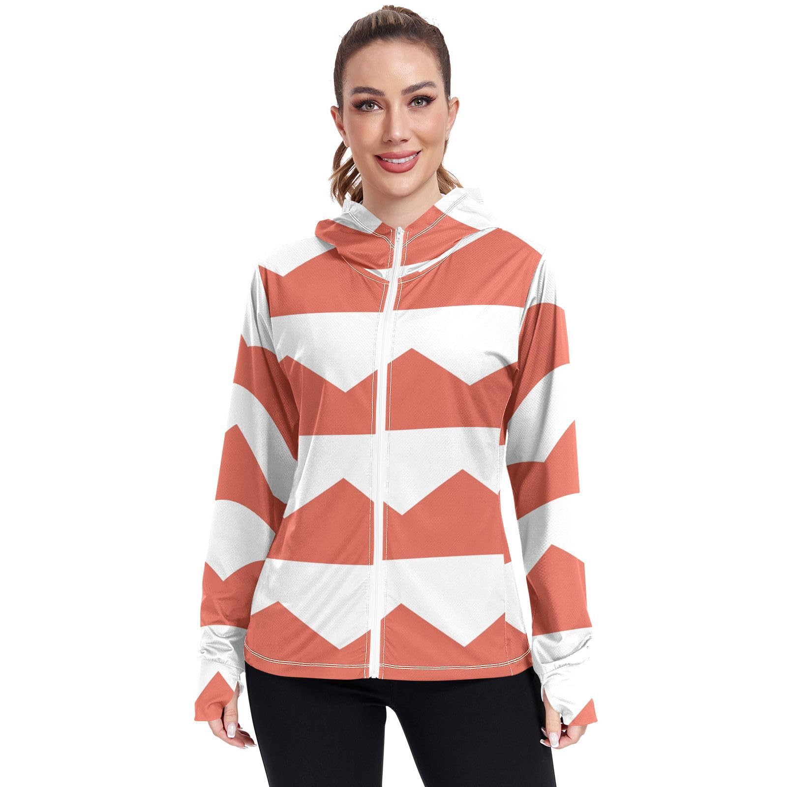 Monaco Flag Women's UPF 50+ Sun Protection Hoodie Jacket Lightweight Long Sleeve Sun Shirt with Pocket Multicoloured