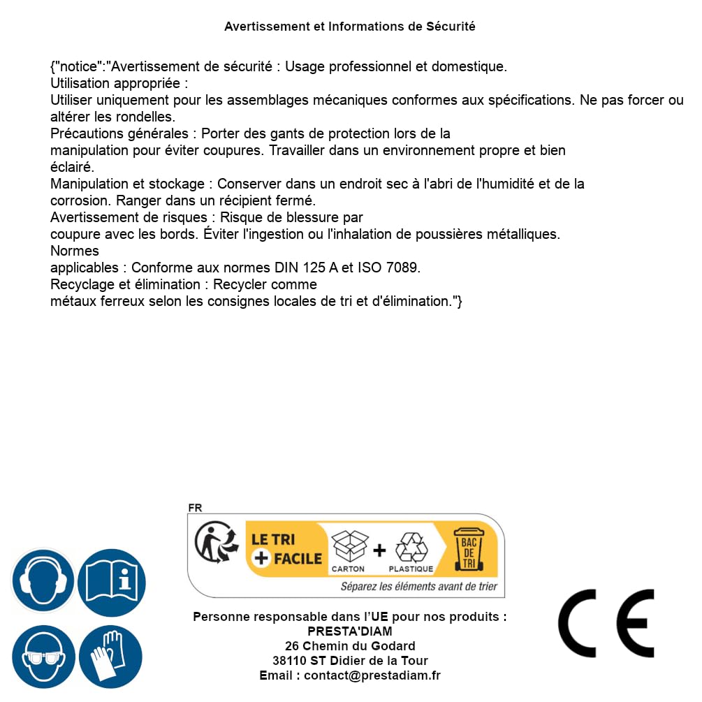 10 arandelas planas cortadas 39 mm – DIN 125 a – ISO 7089 – UNI 6592 – Inox A4 – D-Work