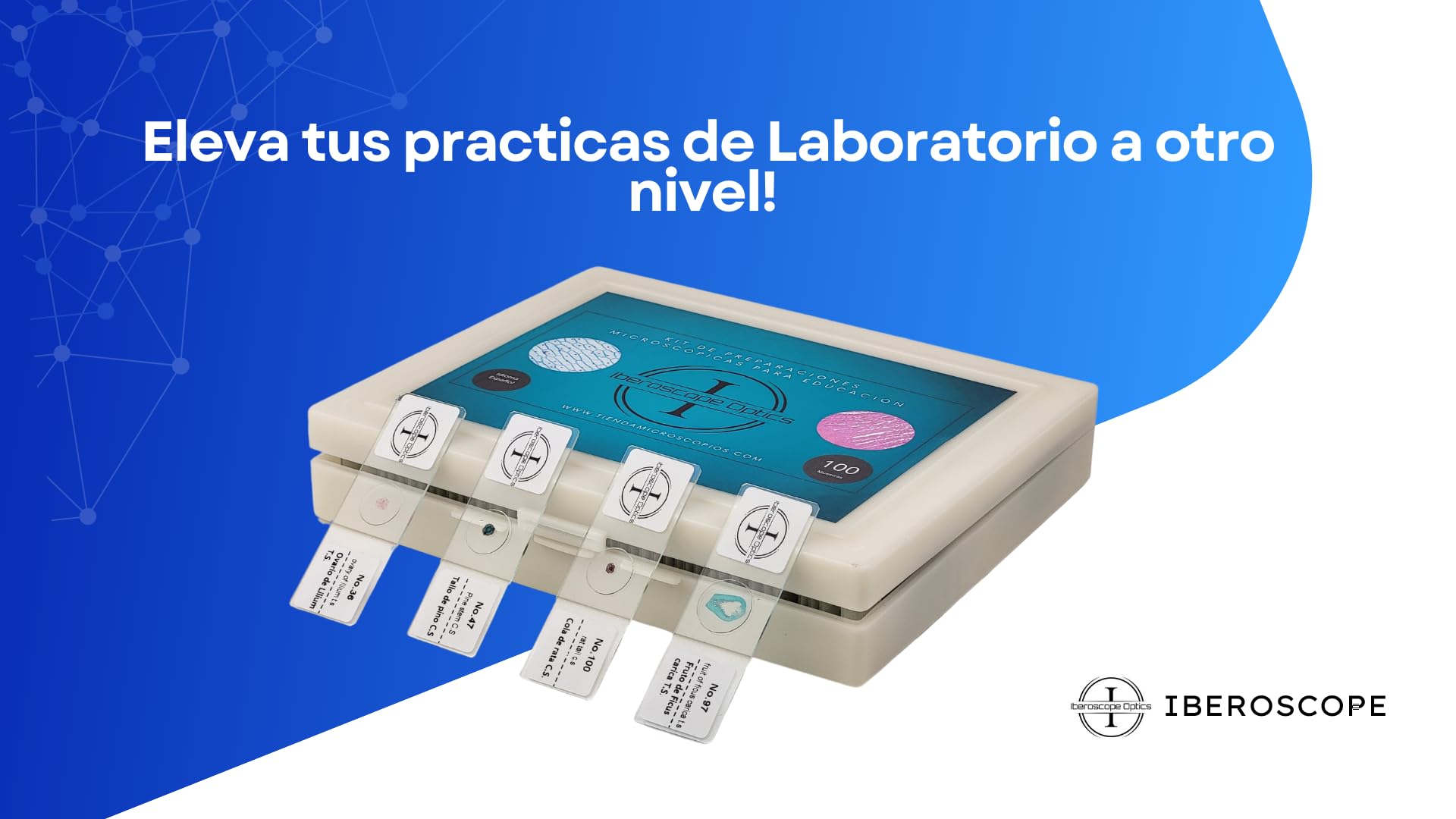 100 Muestras Preparadas para Microscopio en Español + USB con Manual de Microscopía | Set Educativo Estudiantes y Adultos |Vidrio Óptico