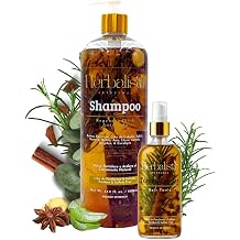 Herbalista Viral New Hair Care Bundle - Herbal Shampoo 1000ml 33 fl oz + Hair Tonic 250ml - With Real Pieces of Rosemary, Cinnamon, Anise, Clove, Aloe, Ginger, Eucalyptus - Fortalece, Regenera.