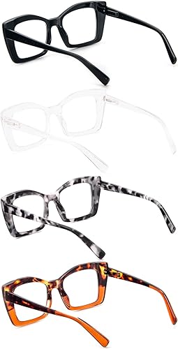 Miniatura 8 de DXYXYO Lentes de lectura cuadrados de gran tamaño para mujer, bloqueo de luz azul, estilo Oprah, marco grueso, lectores con bisagra de resorte