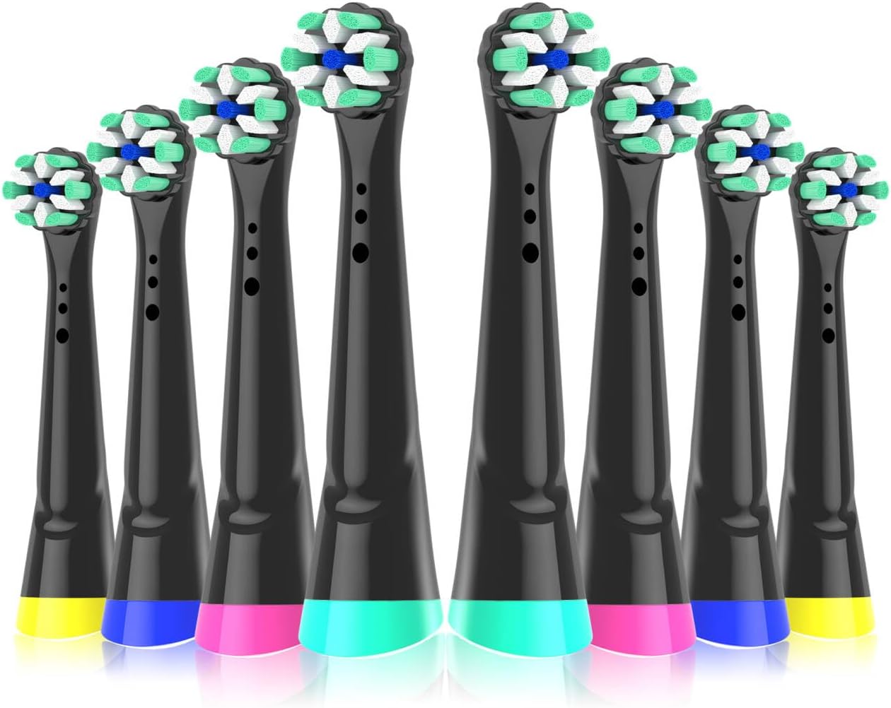 8PCS iO Replacement Brush Heads Compatible with Oral b i0 2/3/4/5/6/7/8/9/10 Series Electric Toothbrushes, Black