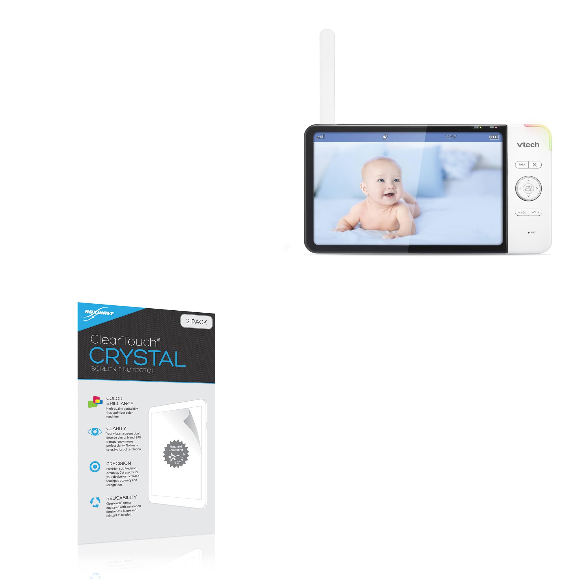 BoxWave Screen Protector Compatible with VTech RM7764HD - ClearTouch Crystal (2-Pack), HD Film Skin - Shields from Scratches