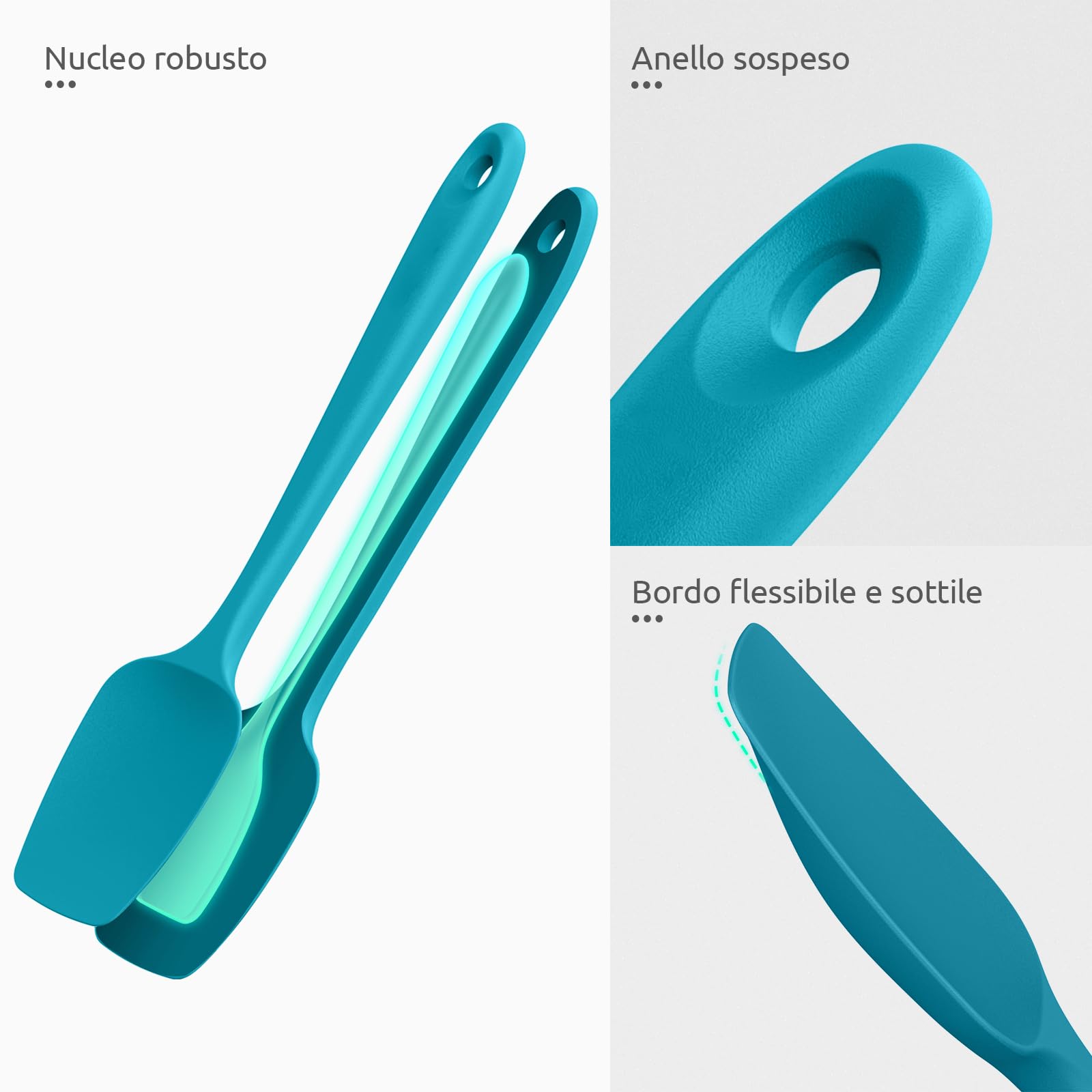 Cucchiaio Spatola Silicone Set 3: U-Taste 315℃ Resistenza al Calore Leccapentola in Gomma Flessibile senza BPA, per Cucinare Raschiare Mescolare, Utensili da Cucina (Multicolore)
