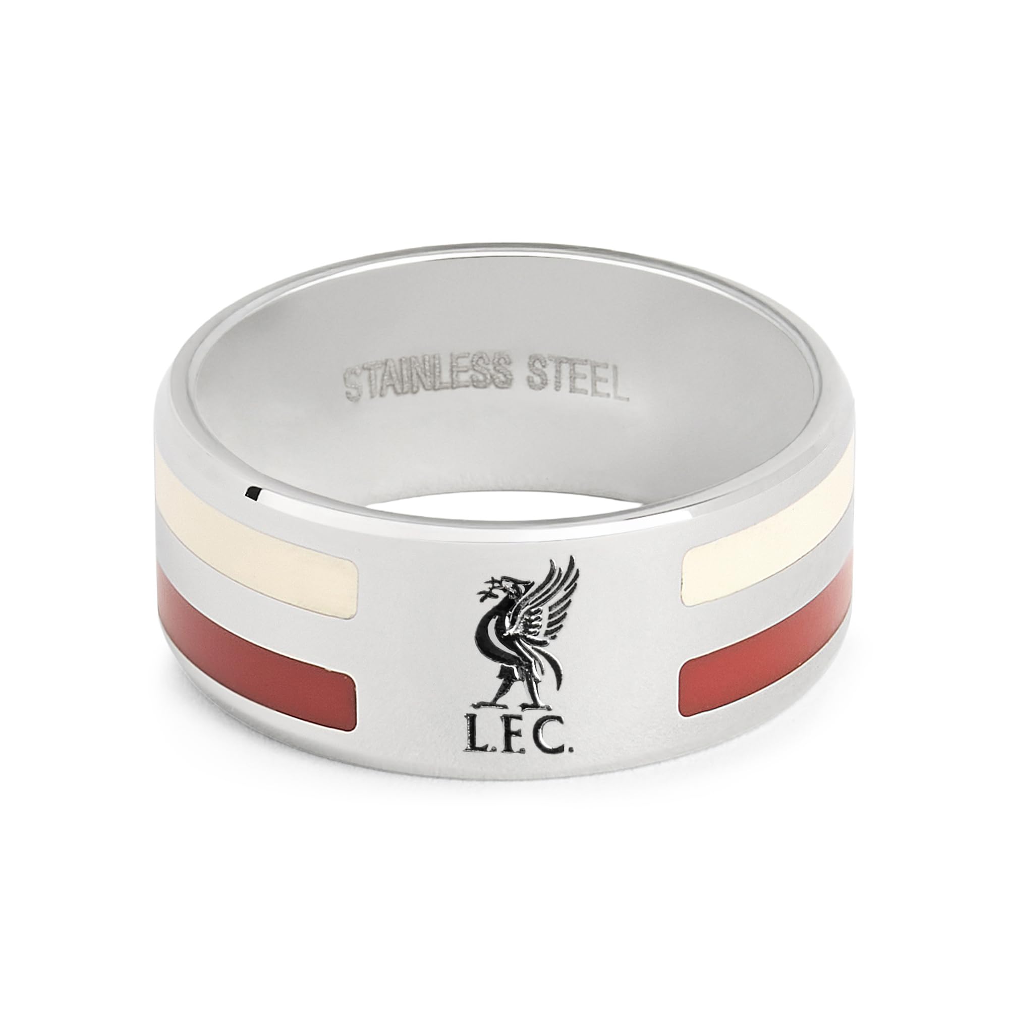Official Licensed Stainless Steel 2 Colour Stripe Band Ring - Mens/Unisex Football Fan Gift